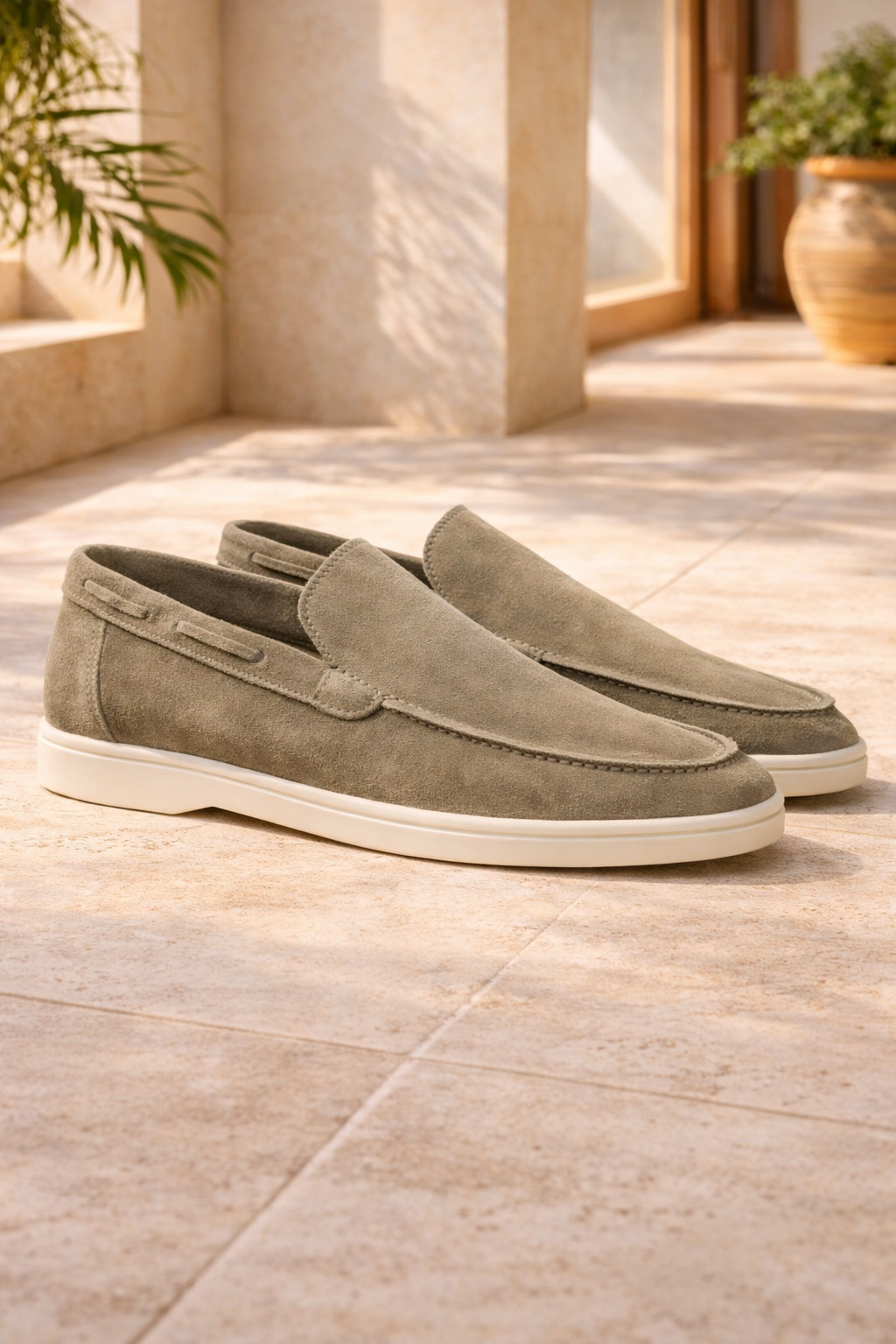 Mocasines de ante para hombre, estilo minimalista casual elegante sin cordones