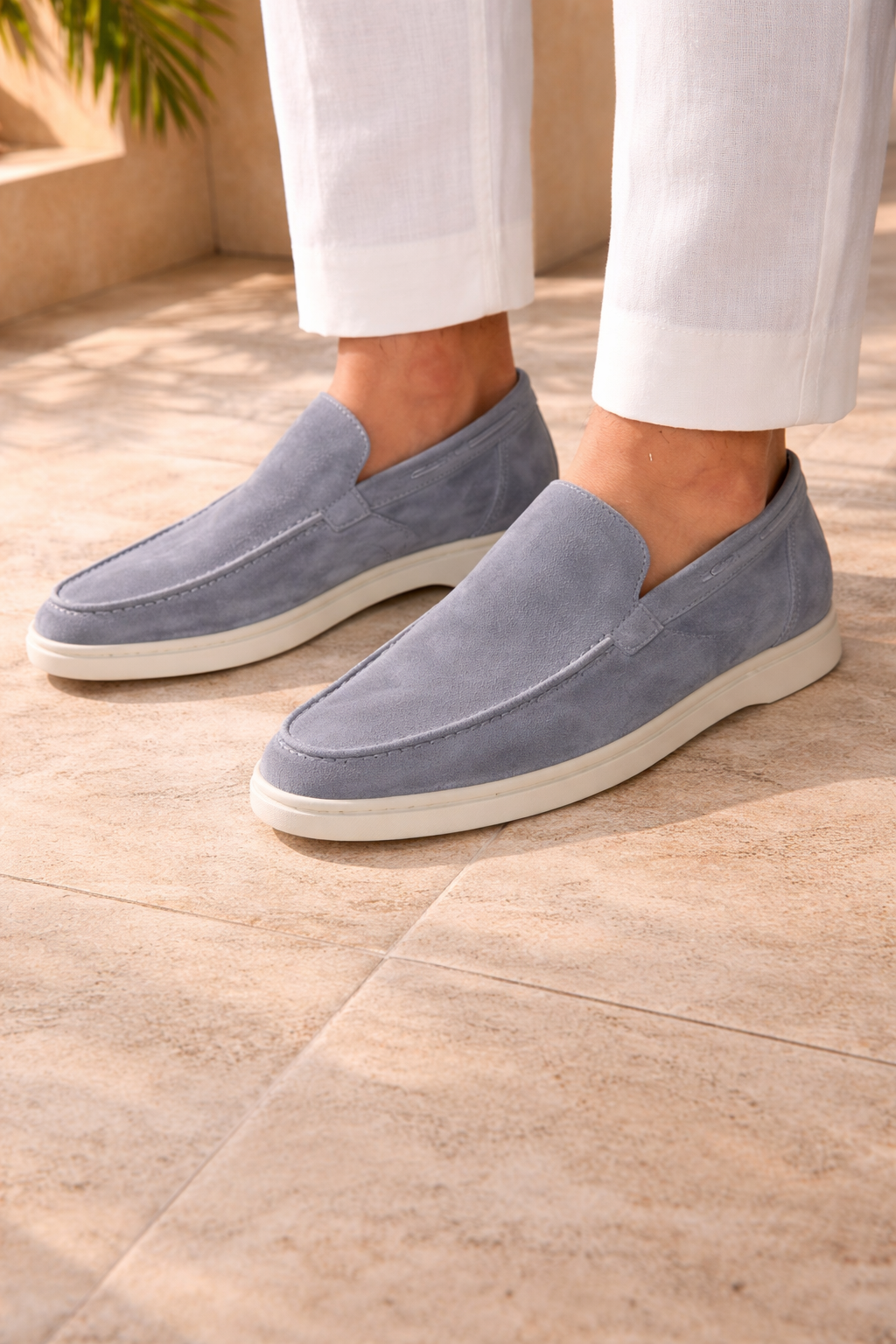Mocasines de ante para hombre, estilo minimalista casual elegante sin cordones