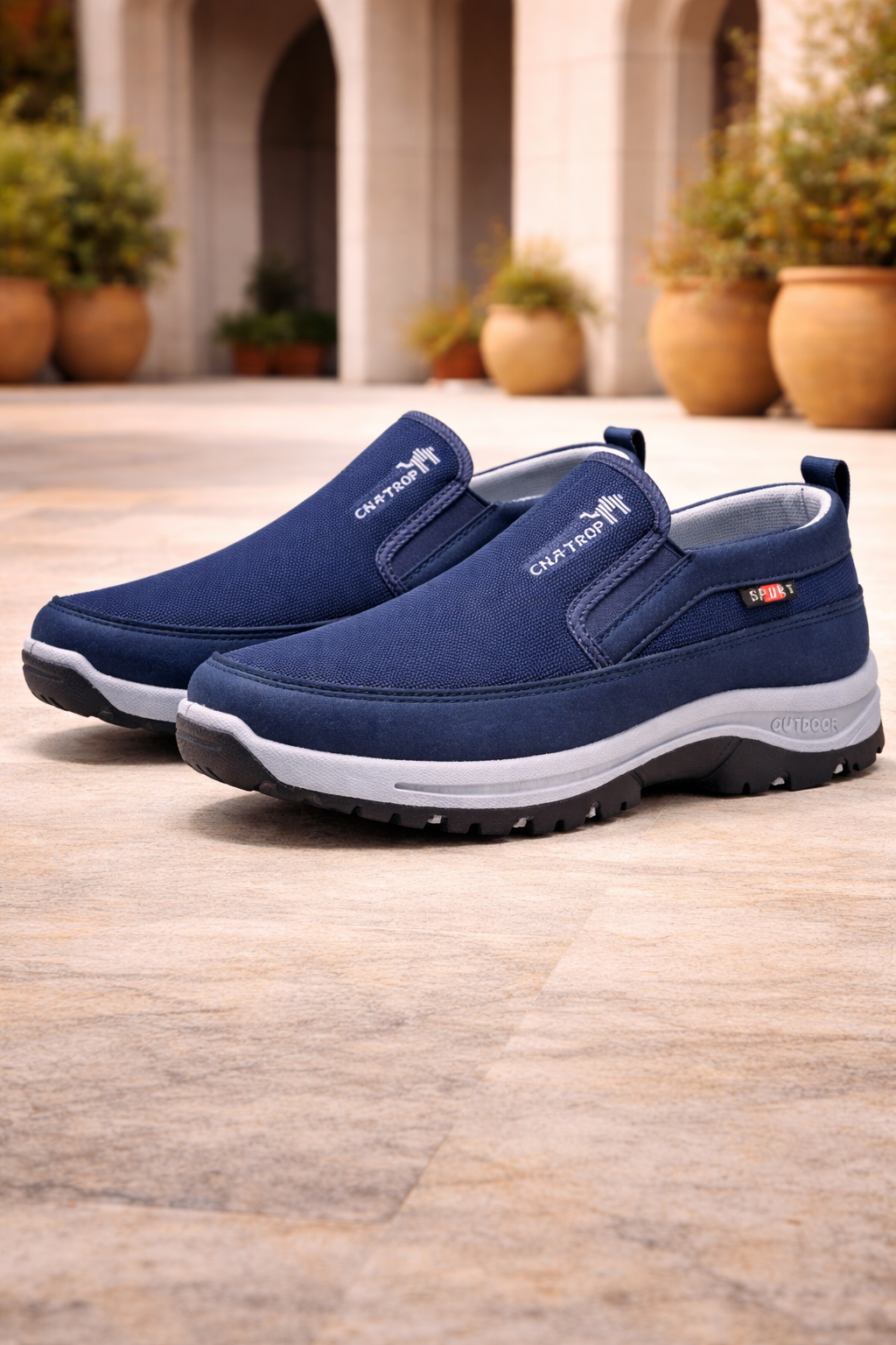 Zapatos para caminar de hombre sin cordones con comodidad acolchada para exteriores