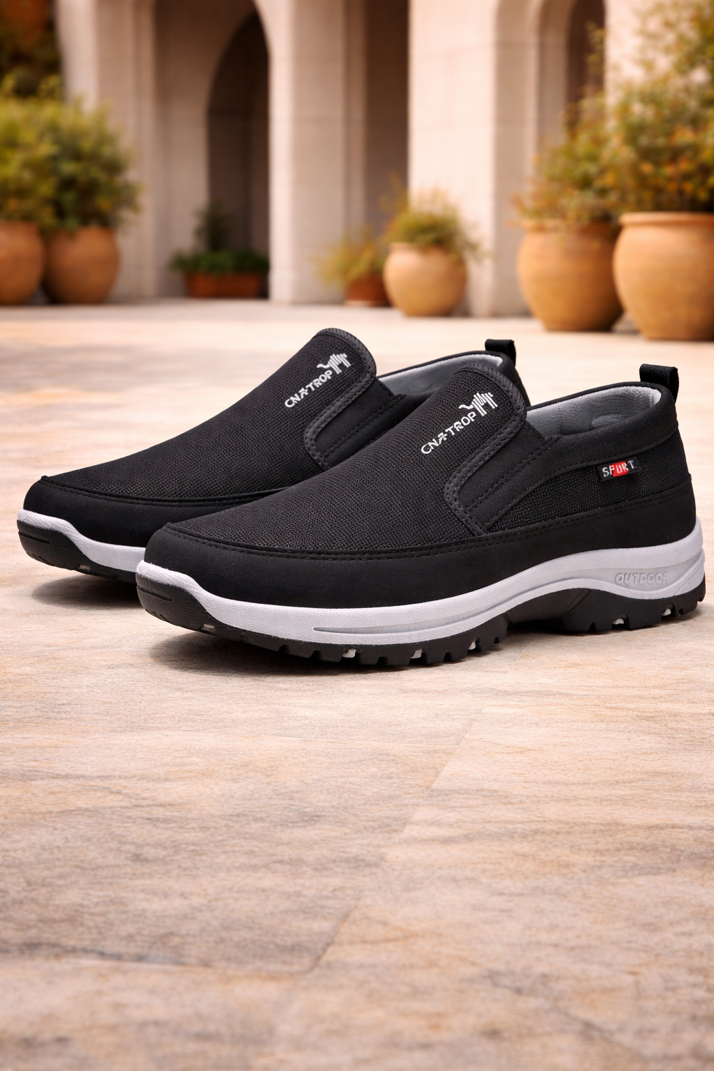 Zapatos para caminar de hombre sin cordones con comodidad acolchada para exteriores