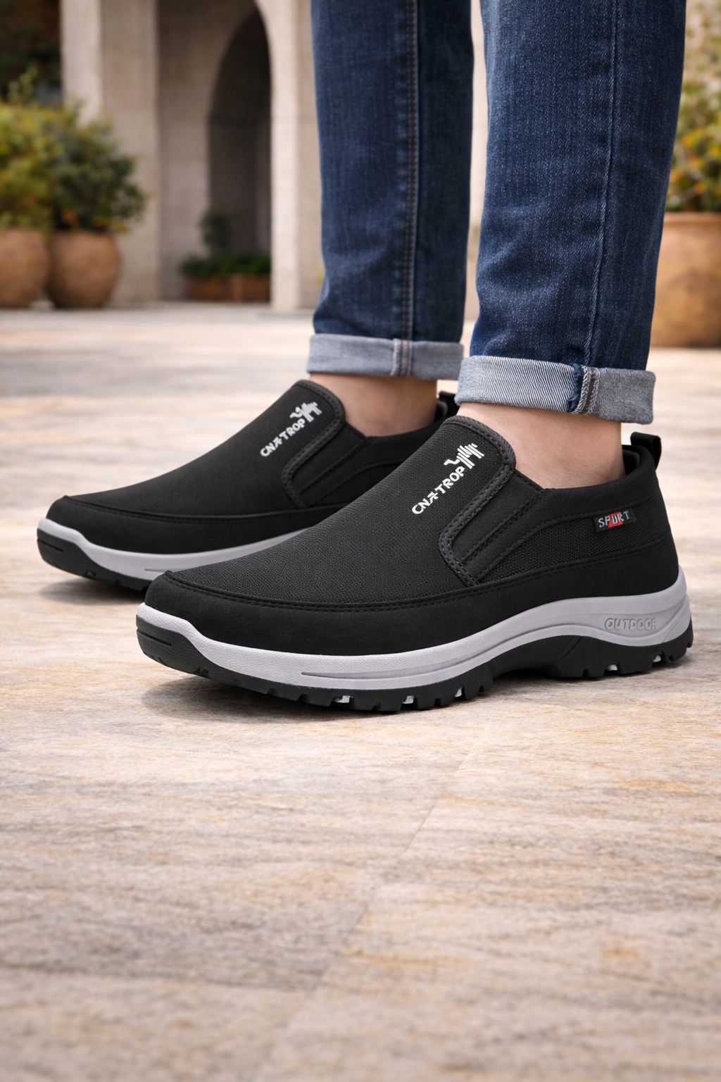 Zapatos para caminar de hombre sin cordones con comodidad acolchada para exteriores