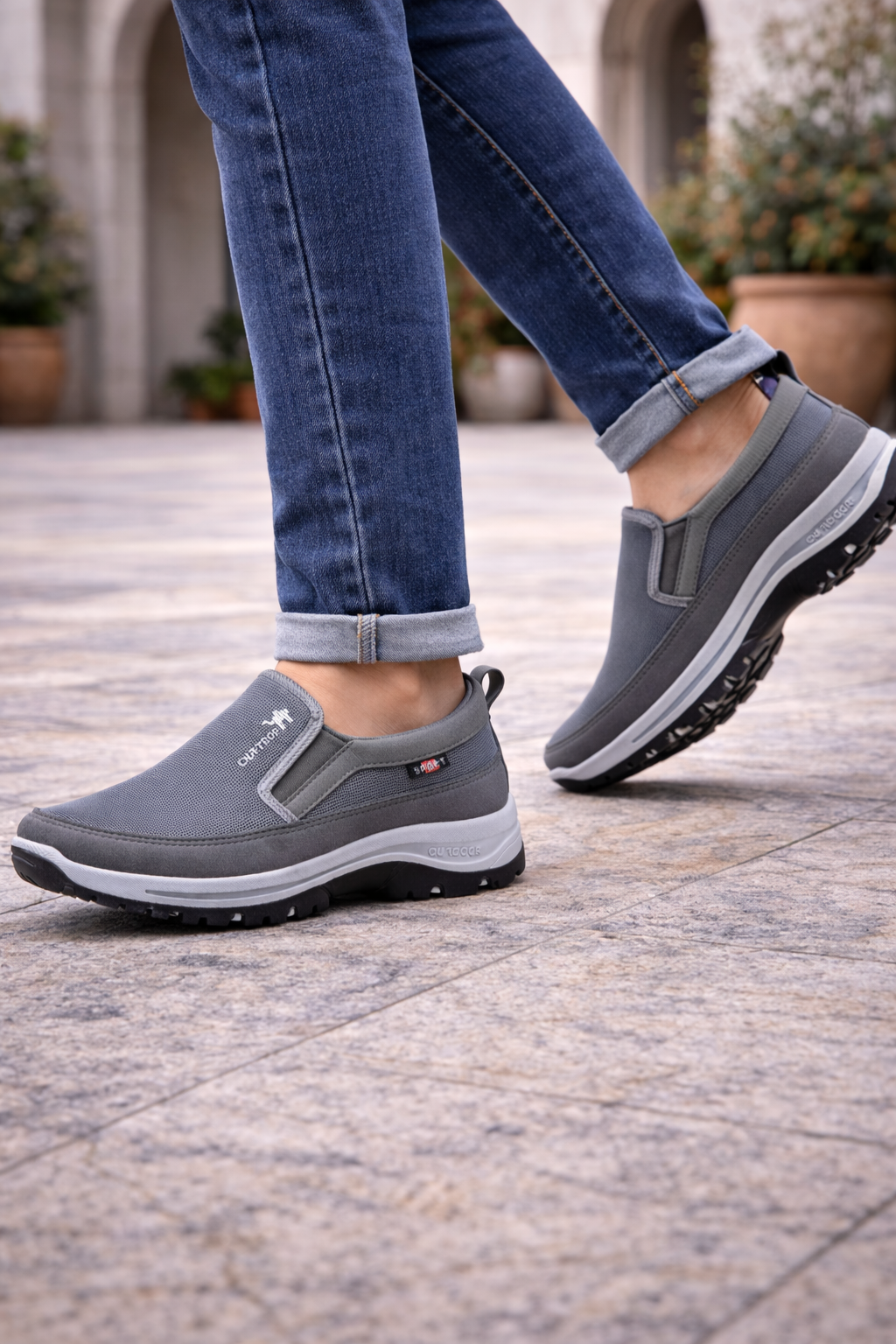 Zapatos para caminar de hombre sin cordones con comodidad acolchada para exteriores