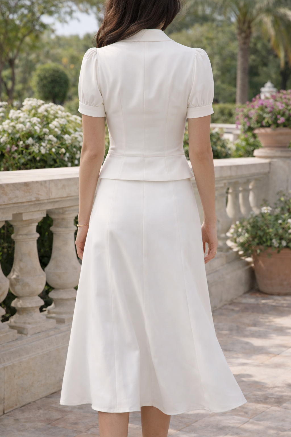 Women’s Short Sleeve Button Blouse and Midi Skirt Set