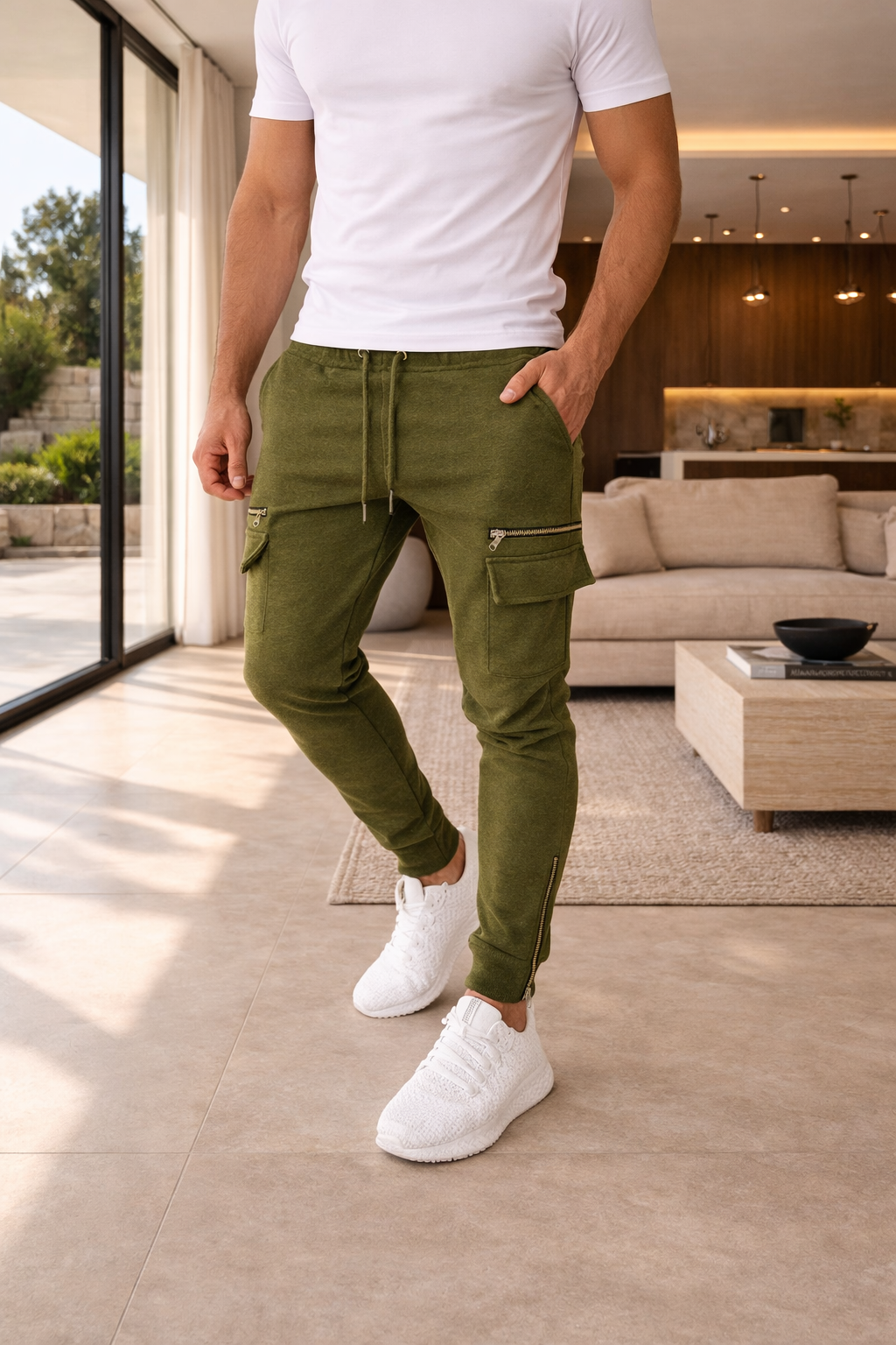 Herre Slim Fit Cargo Jogger Bukser Moderne Casual Utility Stil
