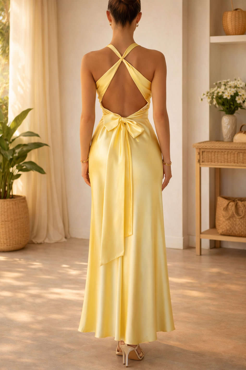 Women’s Maxi Dress with Twist Front Draped Skirt