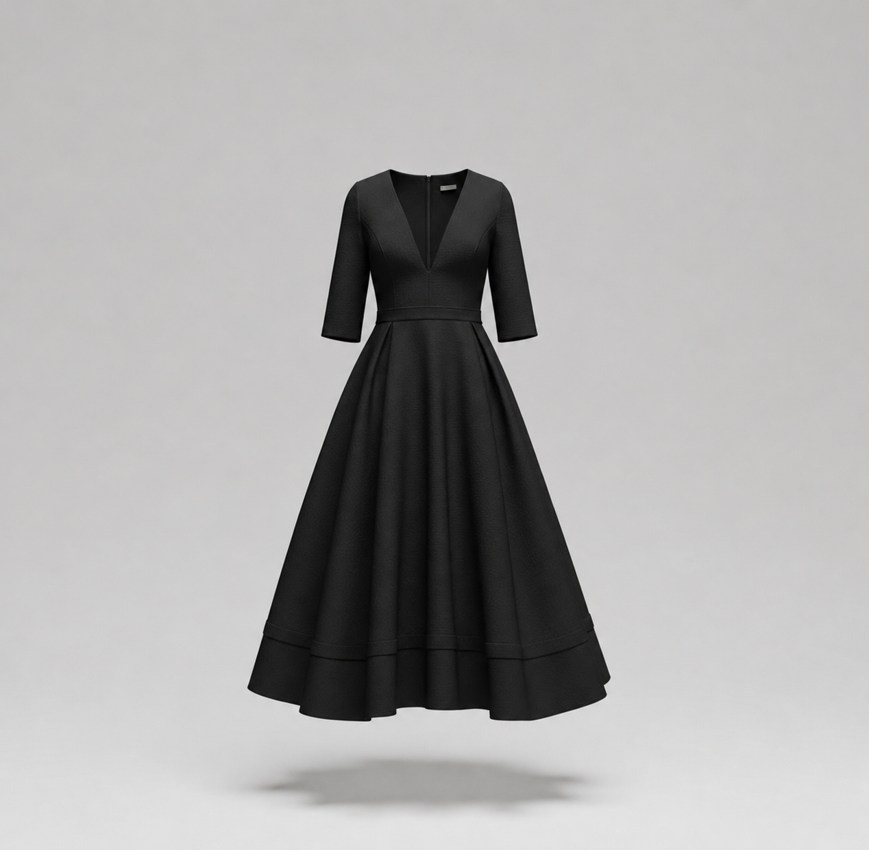 Abito midi da donna con scollo a V e taglio svasato: elegante stile estivo per le occasioni speciali