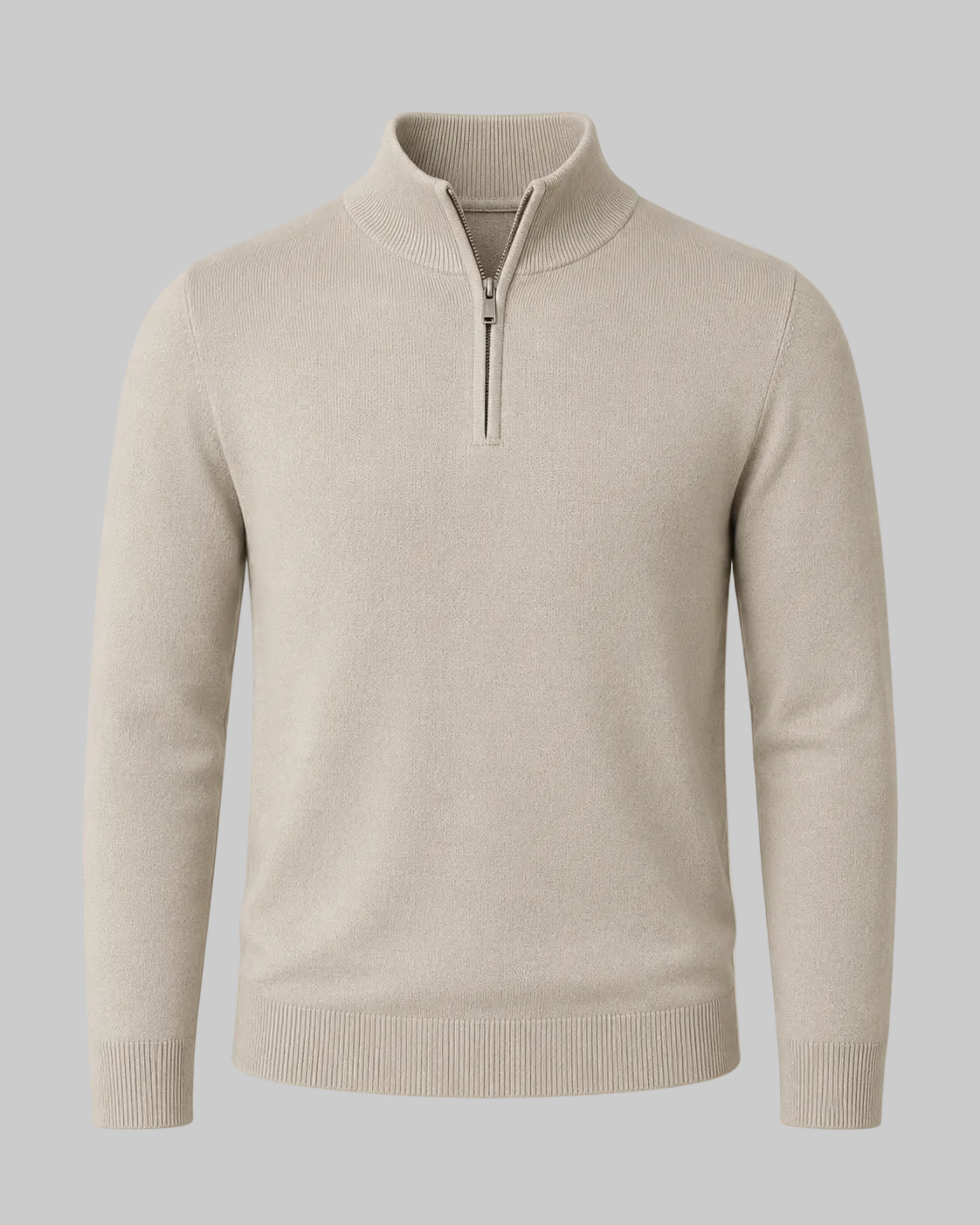 Pánský business-casual svetr na zip – jemně pletený stojáček na podzim a zimu
