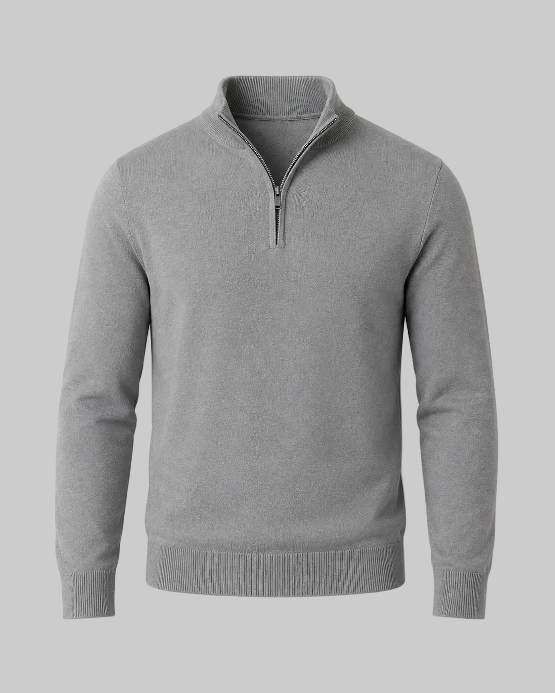 Pánský business-casual svetr na zip – jemně pletený stojáček na podzim a zimu