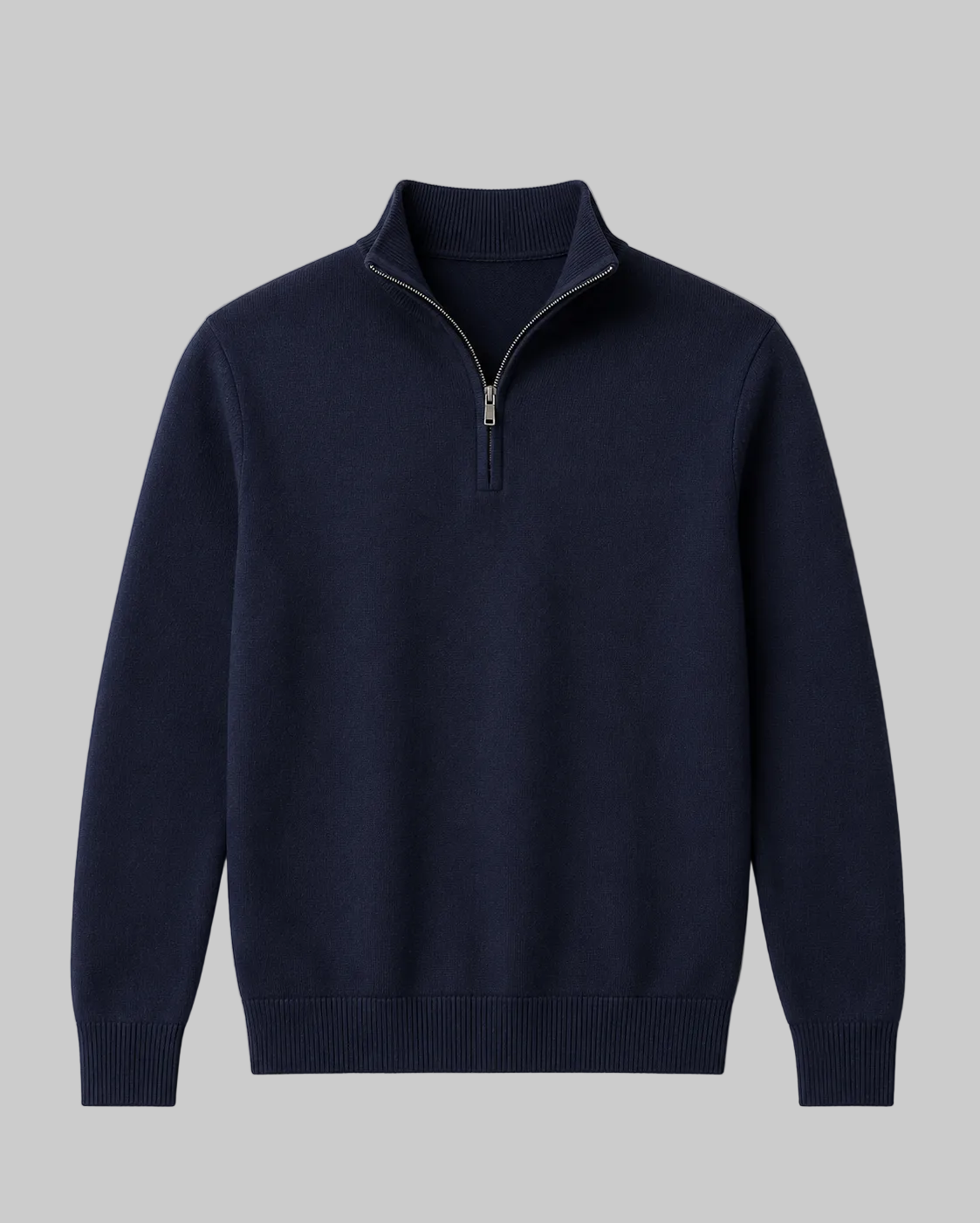 Pánský business-casual svetr na zip – jemně pletený stojáček na podzim a zimu