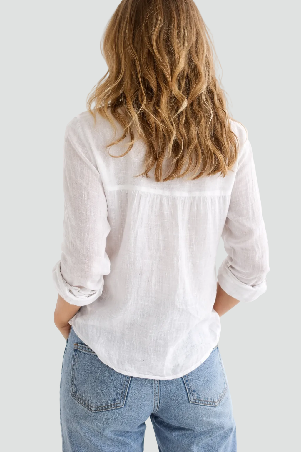 Blusa de lino para mujer con botones al frente, camisa casual de corte relajado