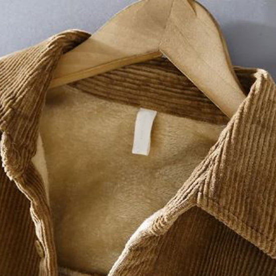 Men’s Warm Corduroy Overshirt Jacket – Button-Up Layer with Chest Pockets for Autumn and Winter