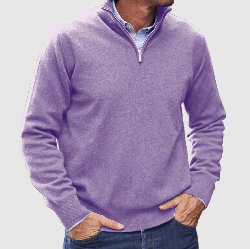 Męski sweter z zamkiem do 1/4 długości – elegancka dzianinowa warstwa na jesienne stylizacje smart casual