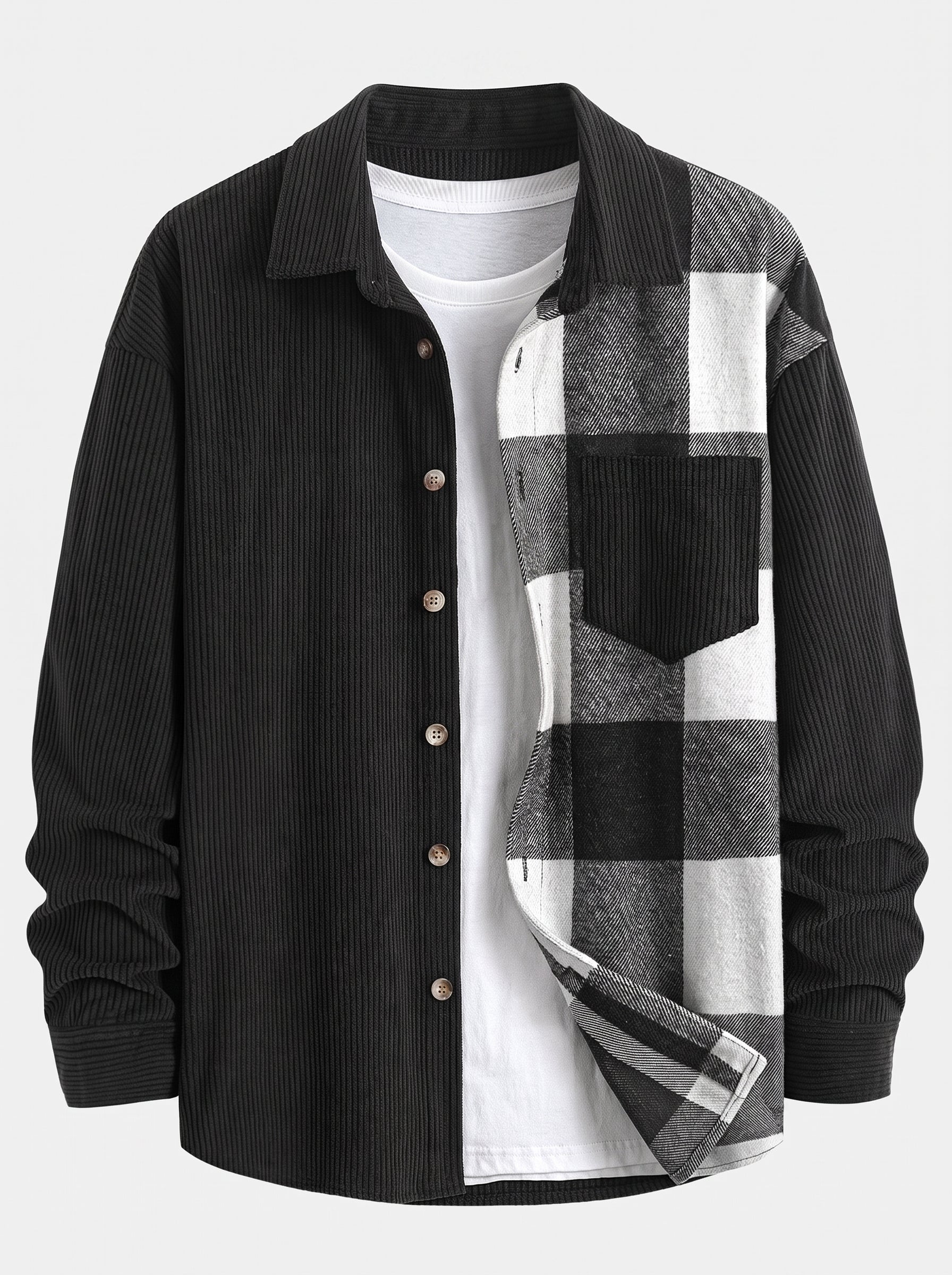 Pánská souprava z manšestrové košile a cargo joggerů – pohodový podzimní streetwearový komplet