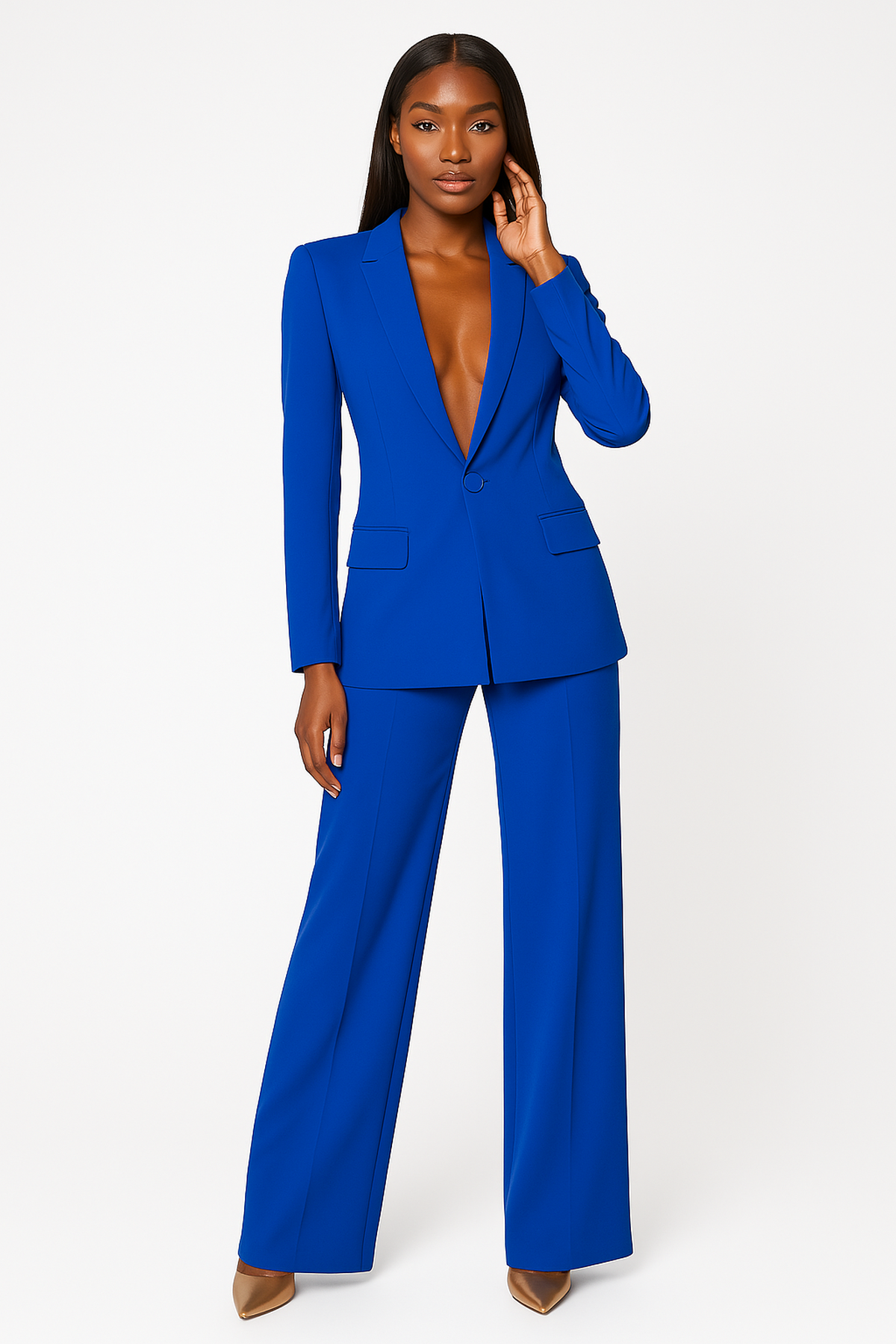 Women’s Tailored Blazer and Wide-Leg Trouser Set – Polished Office Style for Business and Events