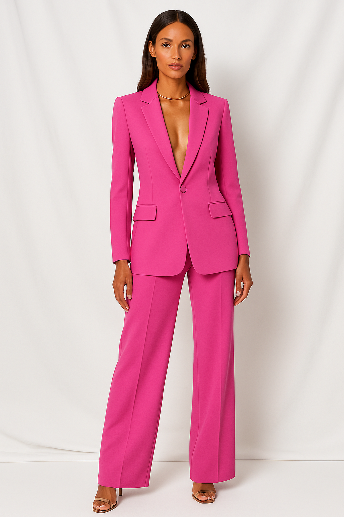 Women’s Tailored Blazer and Wide-Leg Trouser Set – Polished Office Style for Business and Events