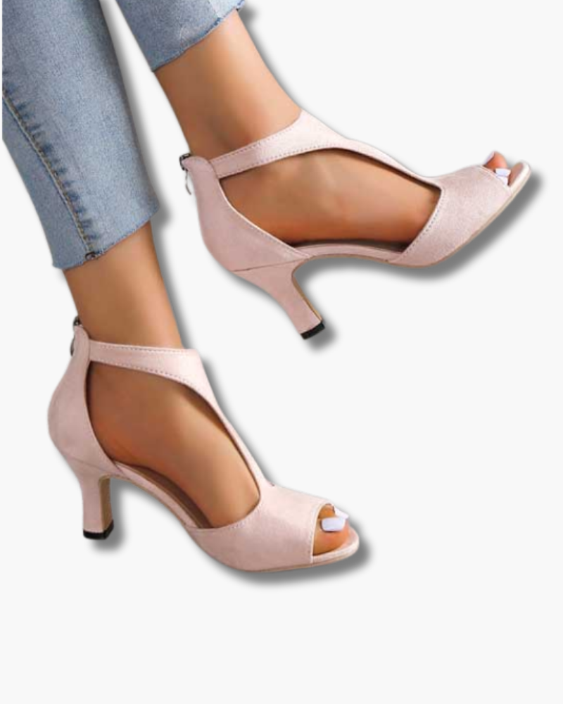 Sandalias de verano elegantes para mujer con tacón abierto, tiras y diseño cómodo y chic para fiestas