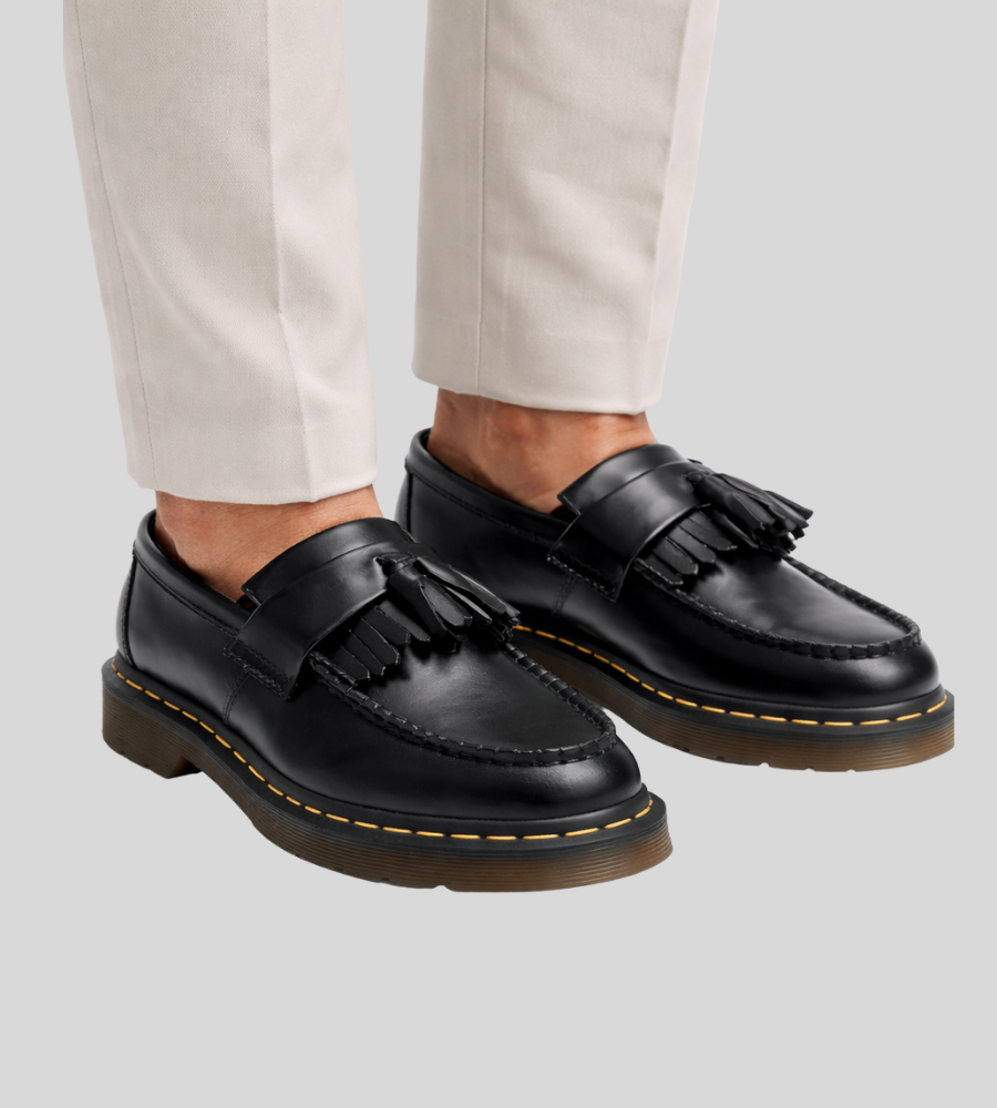 Mocassini da uomo in pelle con nappine e suola chunky