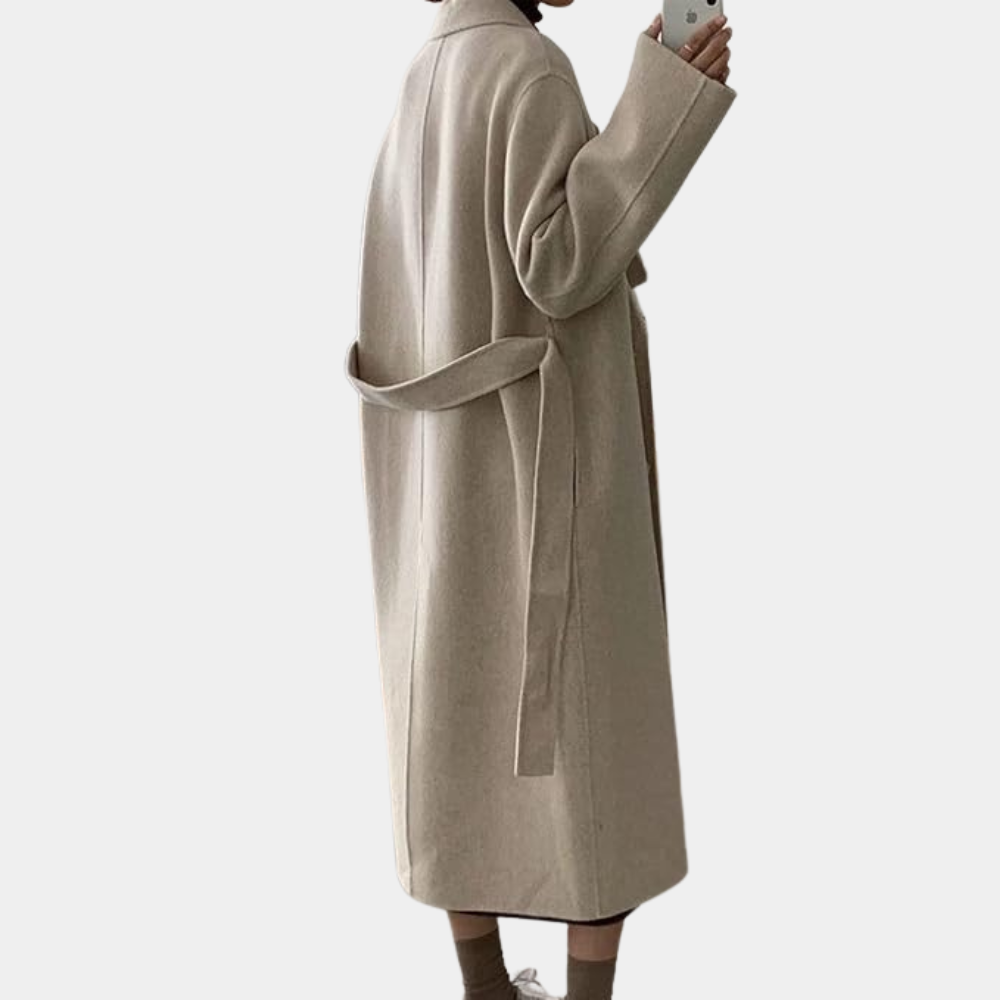 Cappotto lungo invernale da donna doppiopetto - Cappotto maxi sartoriale oversize per l'autunno e l'inverno eleganti