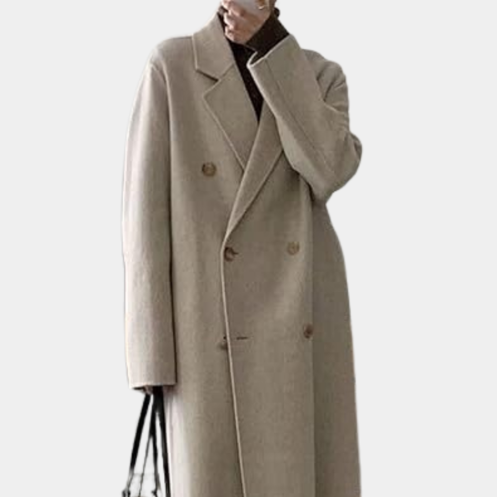 Cappotto lungo invernale da donna doppiopetto - Cappotto maxi sartoriale oversize per l'autunno e l'inverno eleganti