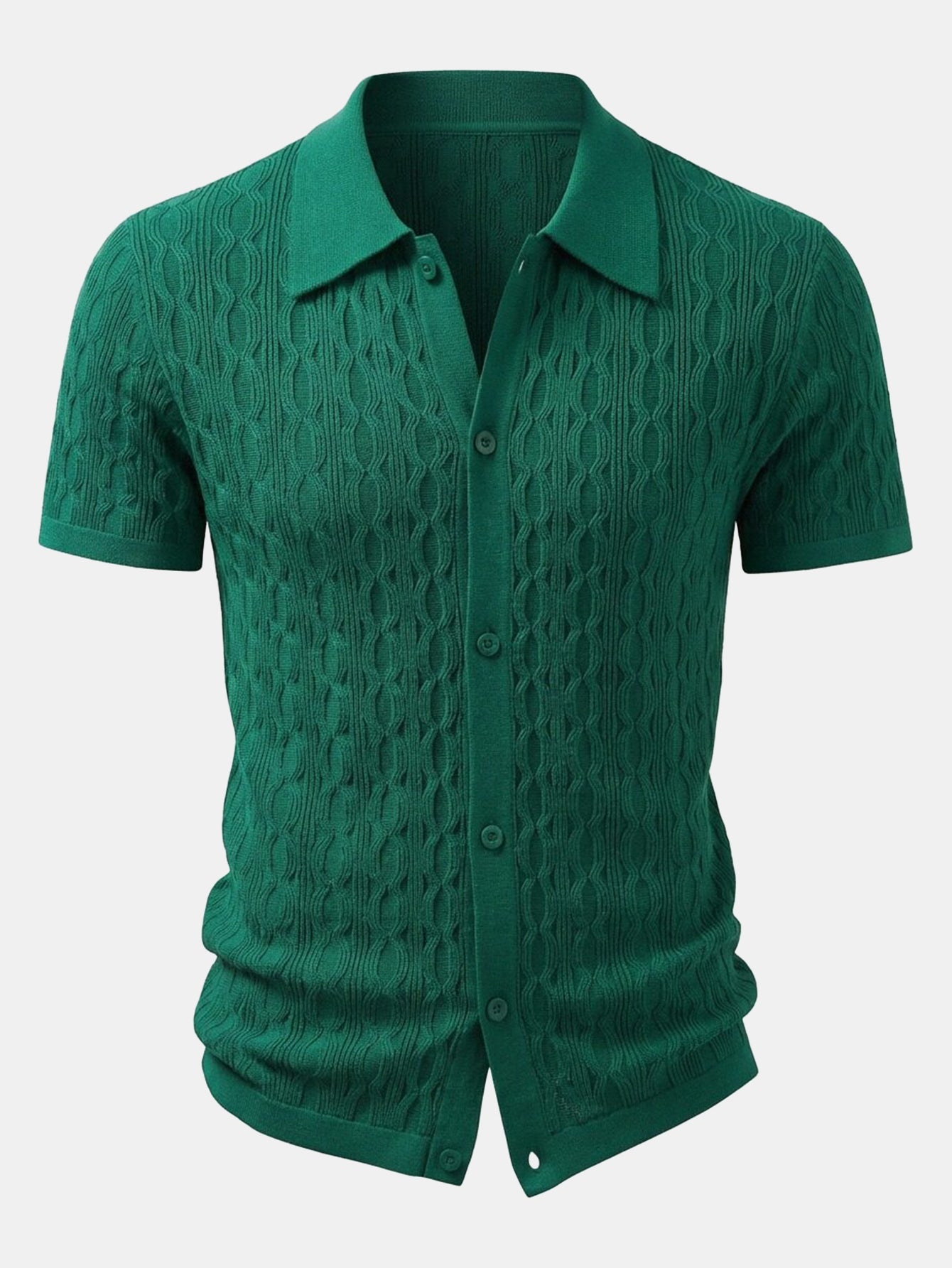 Set estivo uomo smart casual con camicia in maglia testurizzata di viscosa e pantaloni affusolati elasticizzati