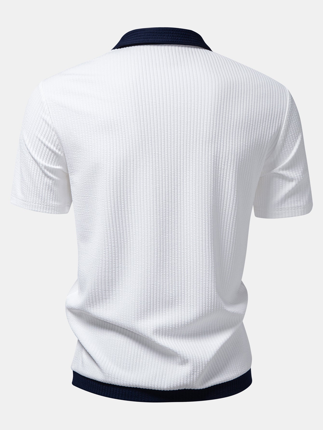 Men’s Stretch Ribbed Shirt and Straight-Leg Trouser Set for Smart Casual Wear