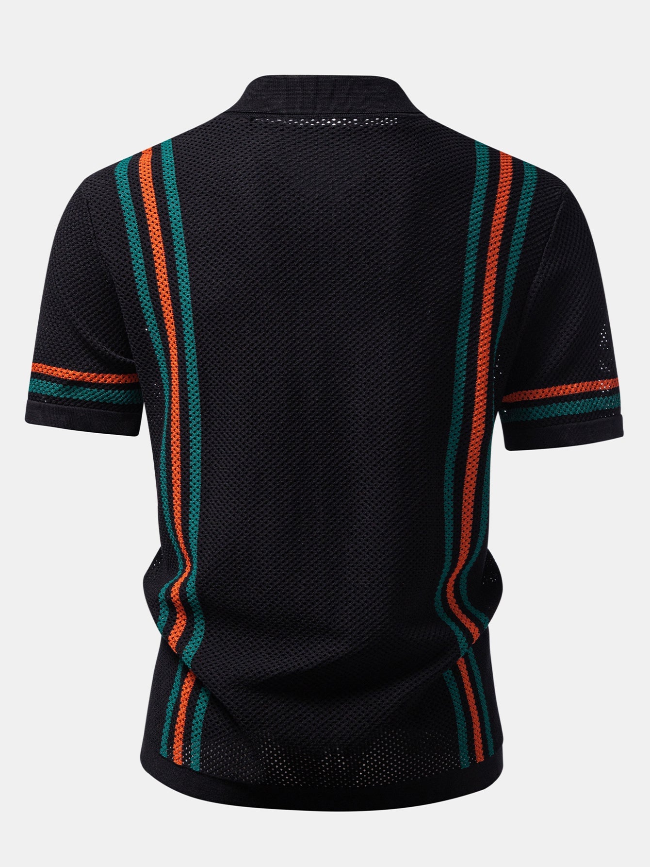 Ensemble chemise et short d’été pour homme – Haut boutonné en maille ajourée avec taille à cordon