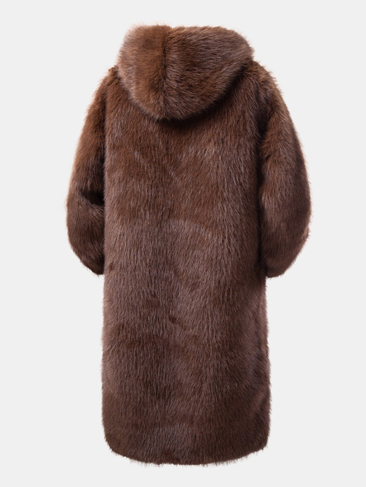 Langer Herrenmantel aus Kunstpelz mit Kapuze – locker geschnittener, kuscheliger Wintermantel für warme, lässige Lagenlooks