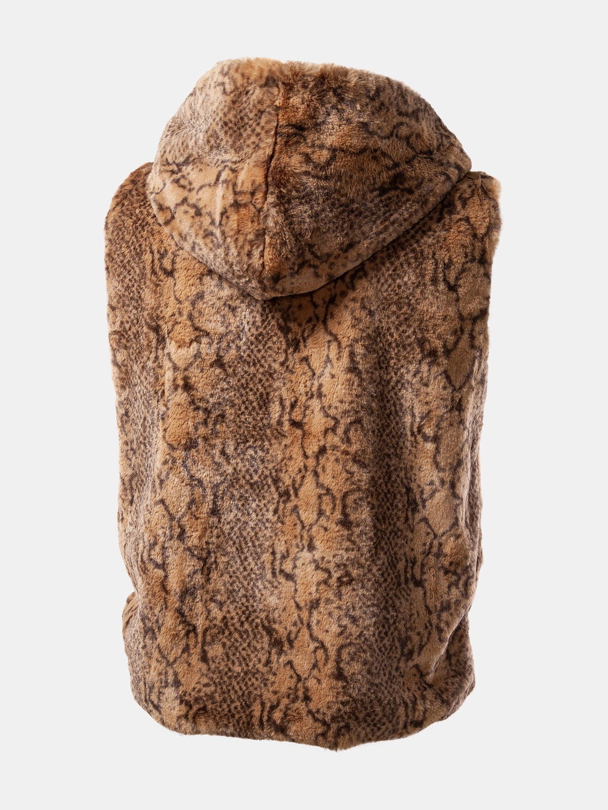 Gilet à capuche en fausse fourrure moelleuse pour homme, à texture imprimée – Doudoune sans manches d’hiver pour superposer les vêtements