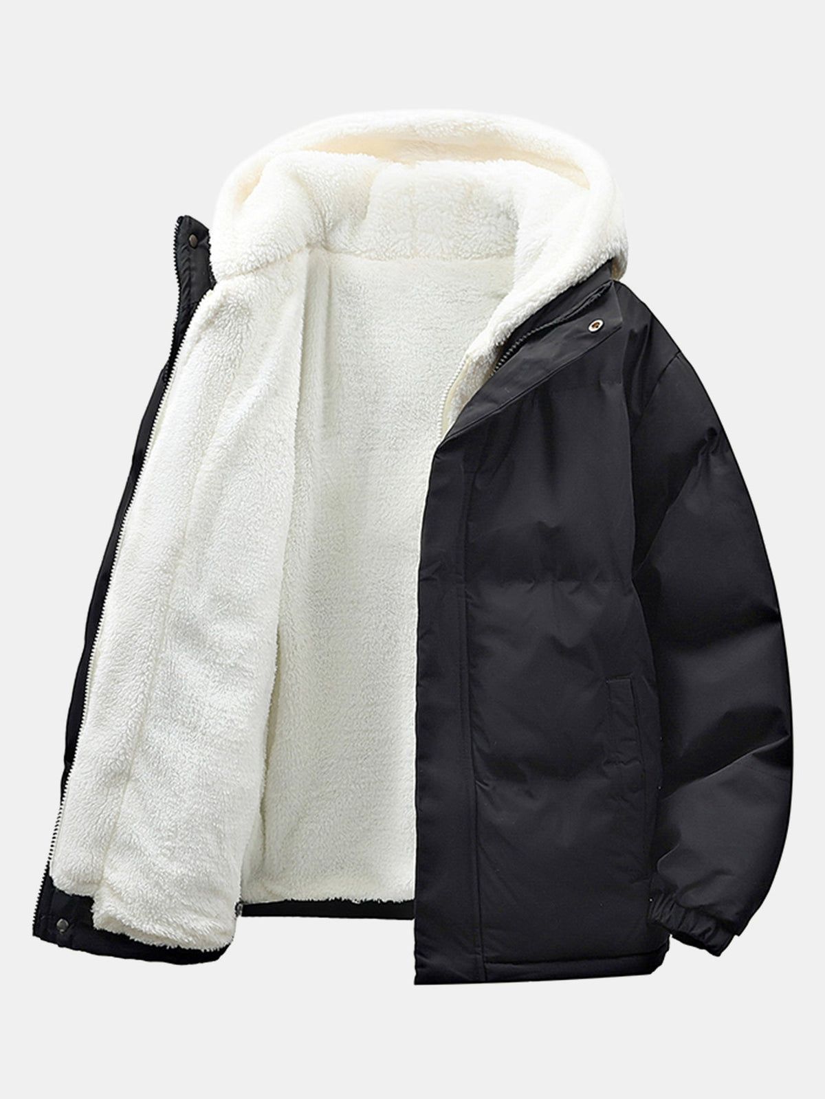 Giacca imbottita da uomo con cappuccio e fodera in pile teddy – caldo cappotto invernale imbottito dalla vestibilità comoda