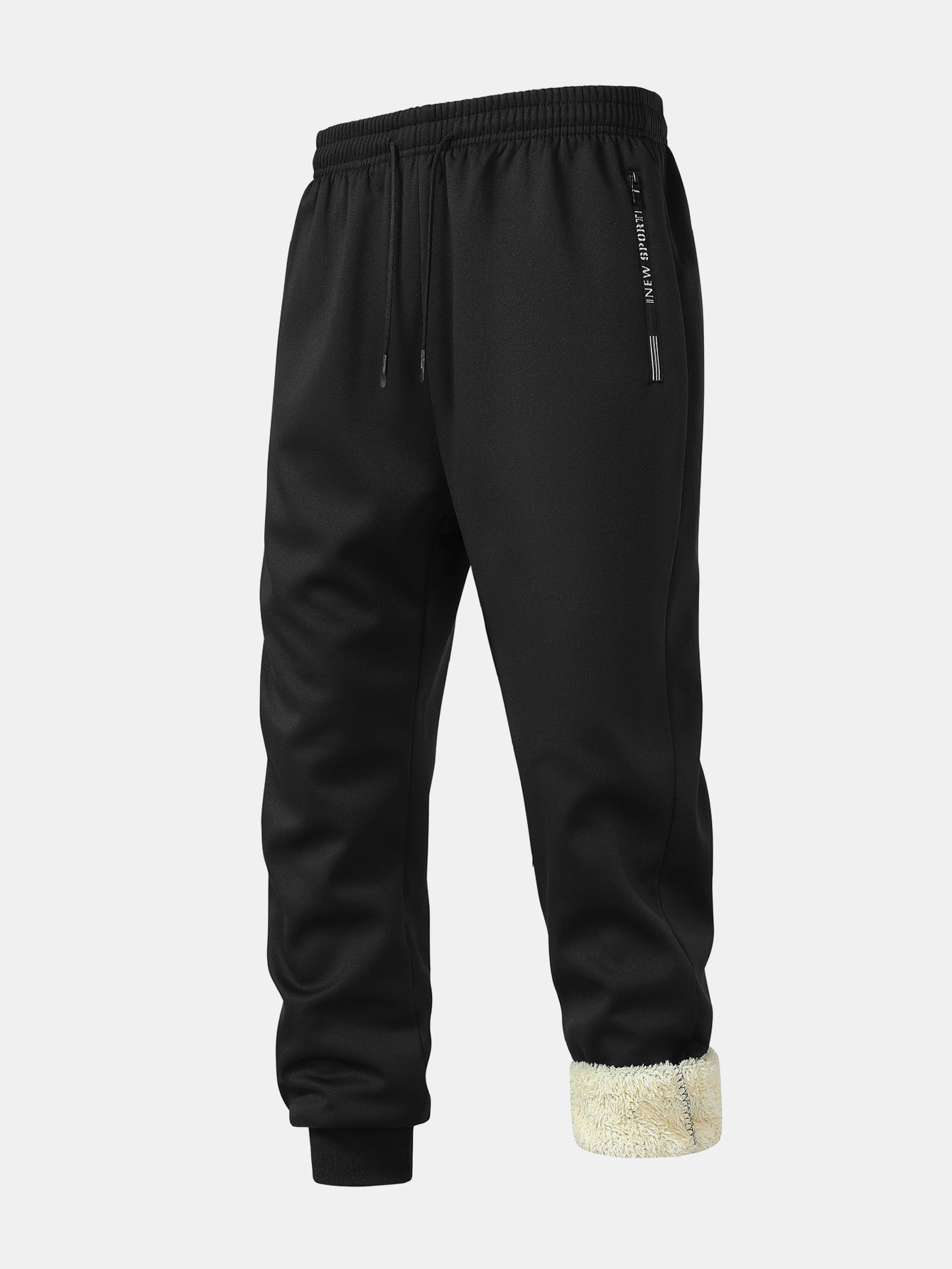 Men’s Teddy-Lined Hooded Tracksuit – Zip Jacket and Joggers for Winter Travel