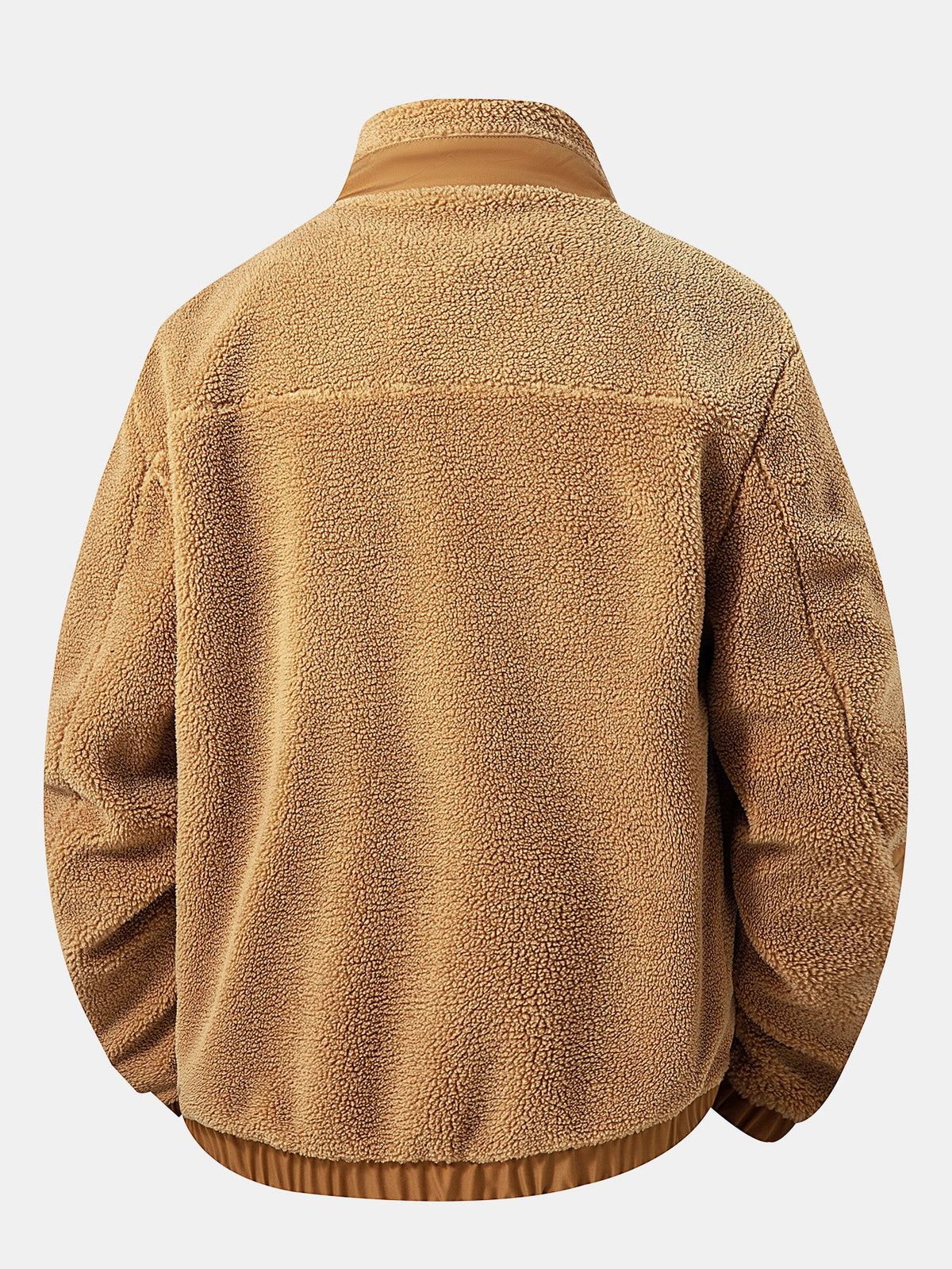 Herren-Teddyfleecejacke mit Reißverschluss und Brusttasche – warme Freizeitjacke mit normaler Passform für Herbst und Winter
