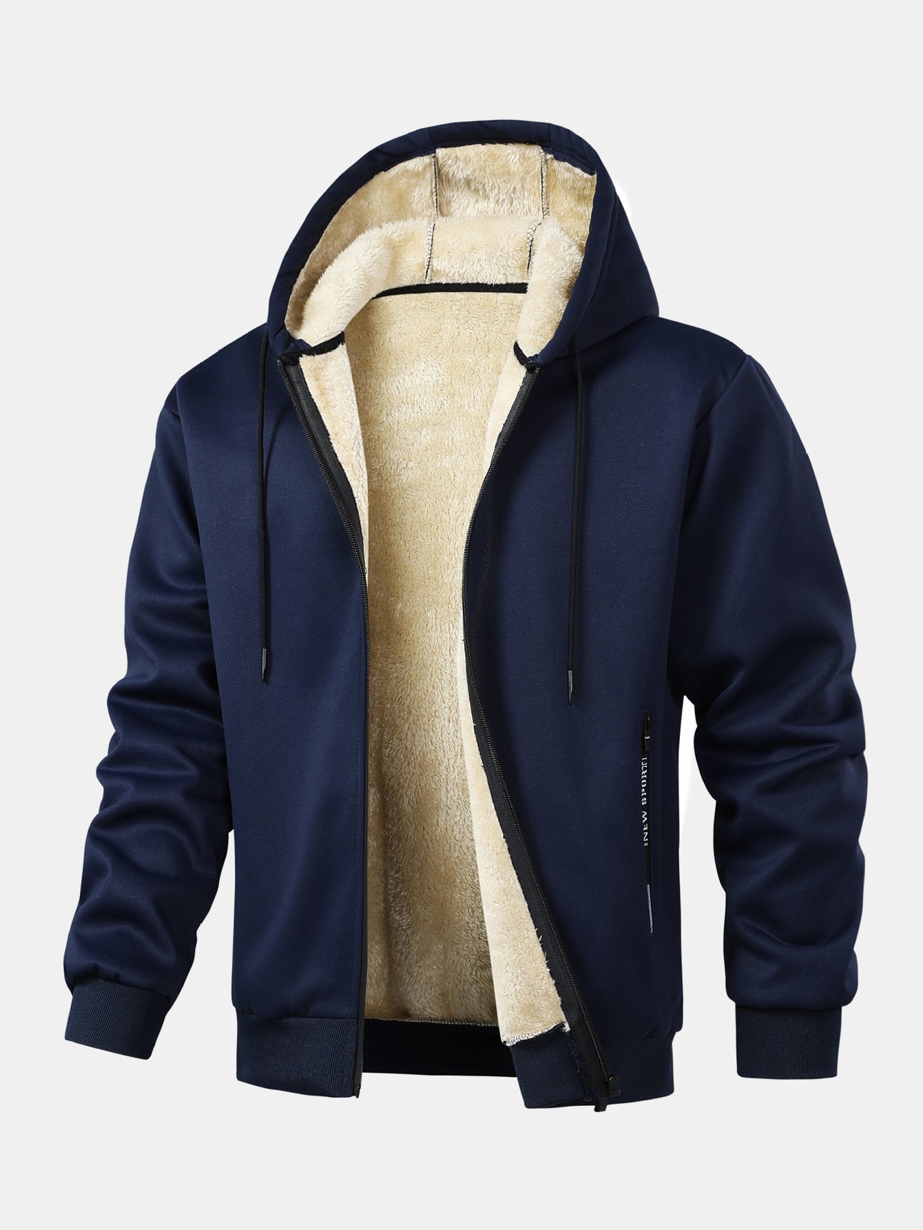Men’s Teddy-Lined Hooded Tracksuit – Zip Jacket and Joggers for Winter Travel