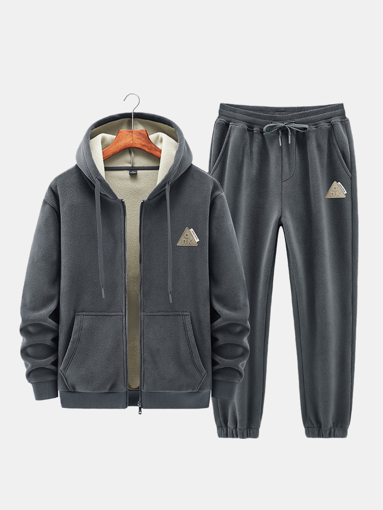 Men’s Winter Hoodie and Jogger Set – Teddy-Lined Two-Piece for Cold-Weather Comfort