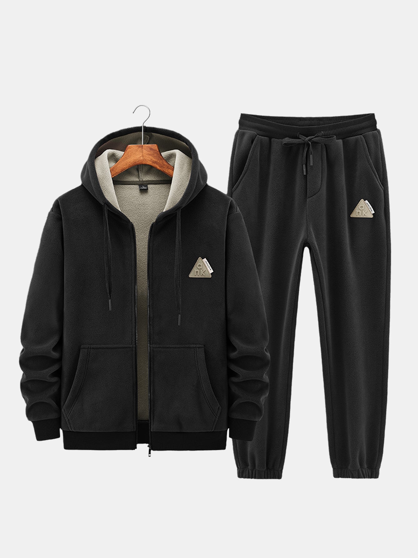 Men’s Winter Hoodie and Jogger Set – Teddy-Lined Two-Piece for Cold-Weather Comfort
