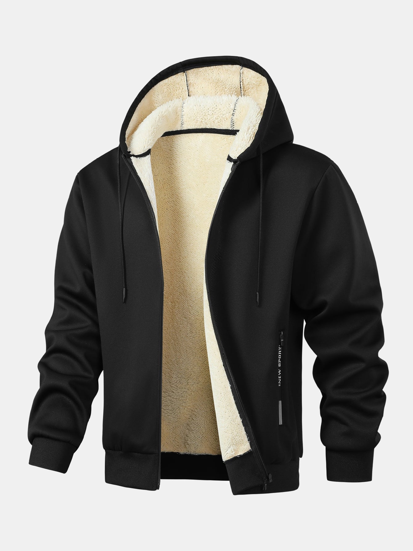 Men’s Teddy-Lined Hooded Tracksuit – Zip Jacket and Joggers for Winter Travel