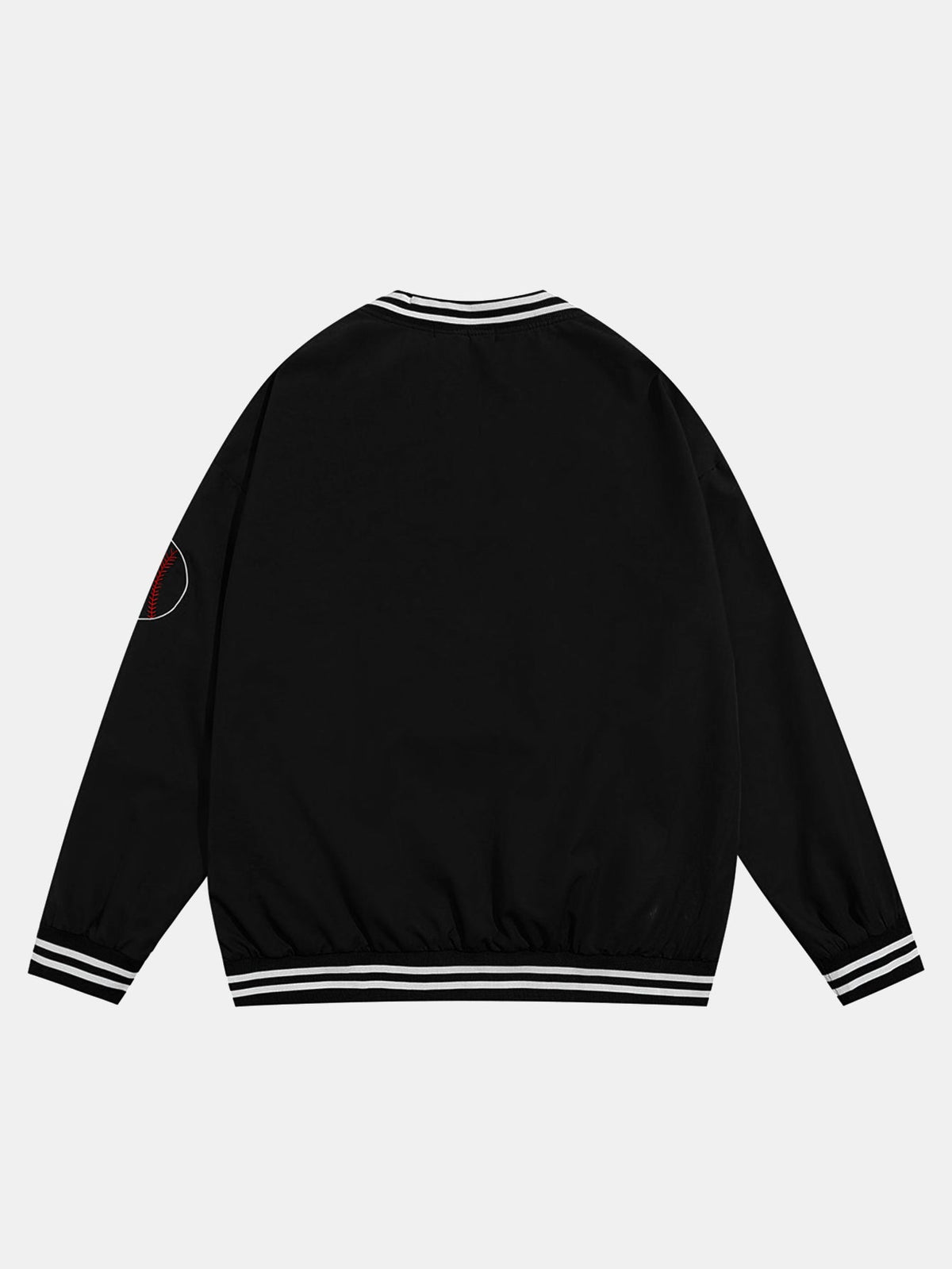 Baseball-sweatshirt voor heren met V-hals en grafische letterprint – Oversized pullover in sportieve stijl met gestreepte ribboorden, voor casual streetwear