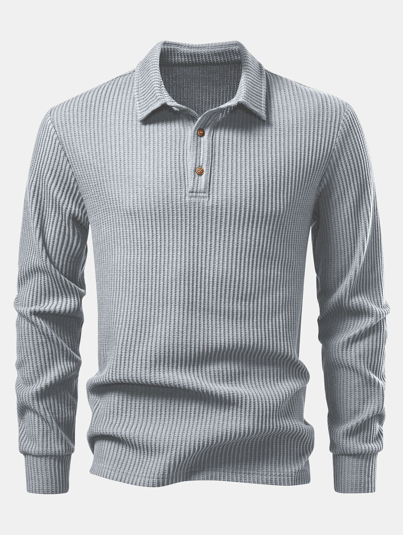 Polo da uomo in piqué a nido d’ape con maniche lunghe – Strato smart casual testurizzato