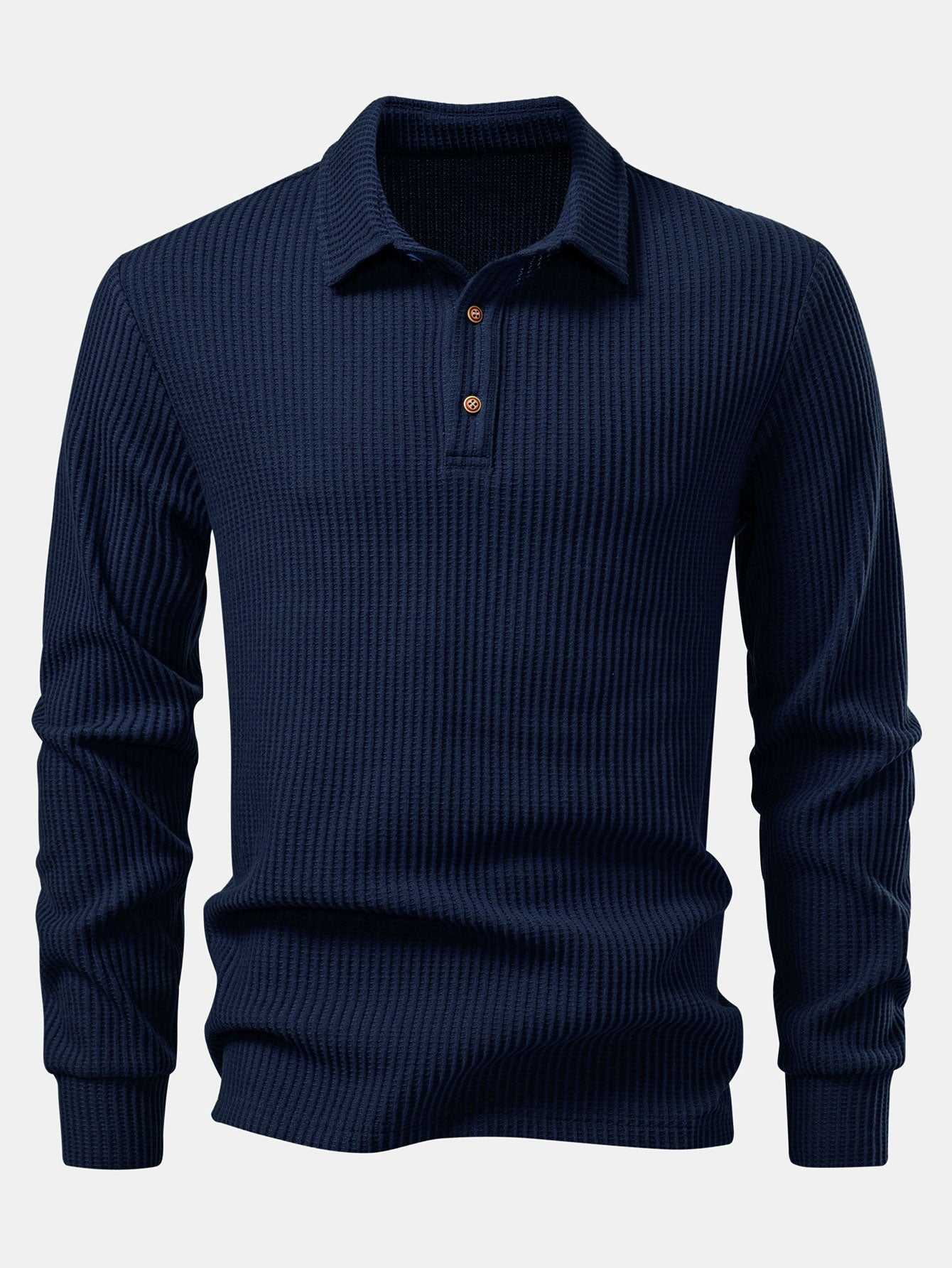 Polo da uomo in piqué a nido d’ape con maniche lunghe – Strato smart casual testurizzato