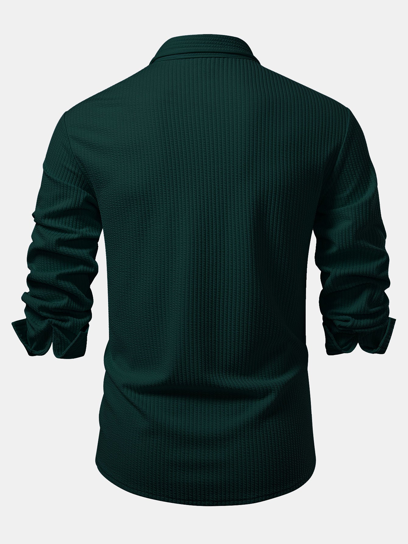 Men’s Sculpted Ribbed Stretch Shirt – Muscle Fit Button-Up for Smart Casual Wear