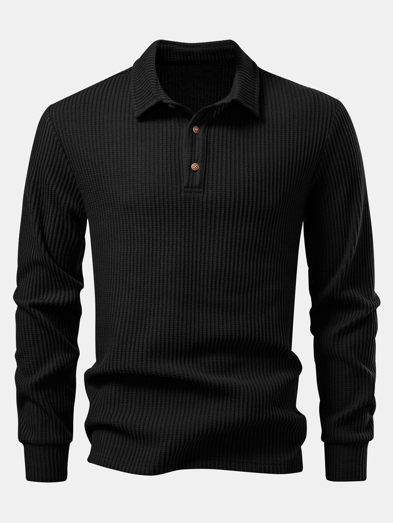 Polo da uomo in piqué a nido d’ape con maniche lunghe – Strato smart casual testurizzato