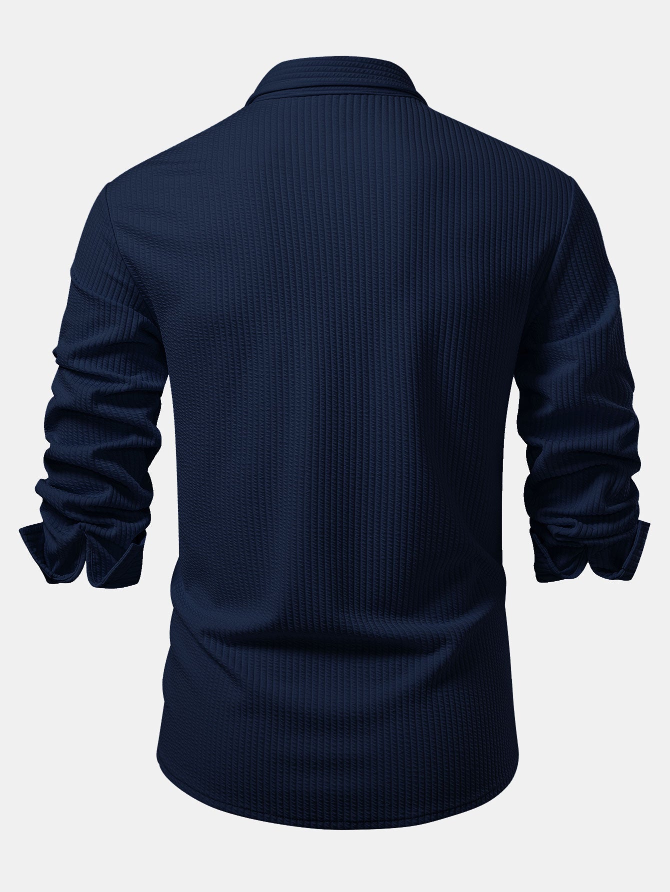 Men’s Sculpted Ribbed Stretch Shirt – Muscle Fit Button-Up for Smart Casual Wear