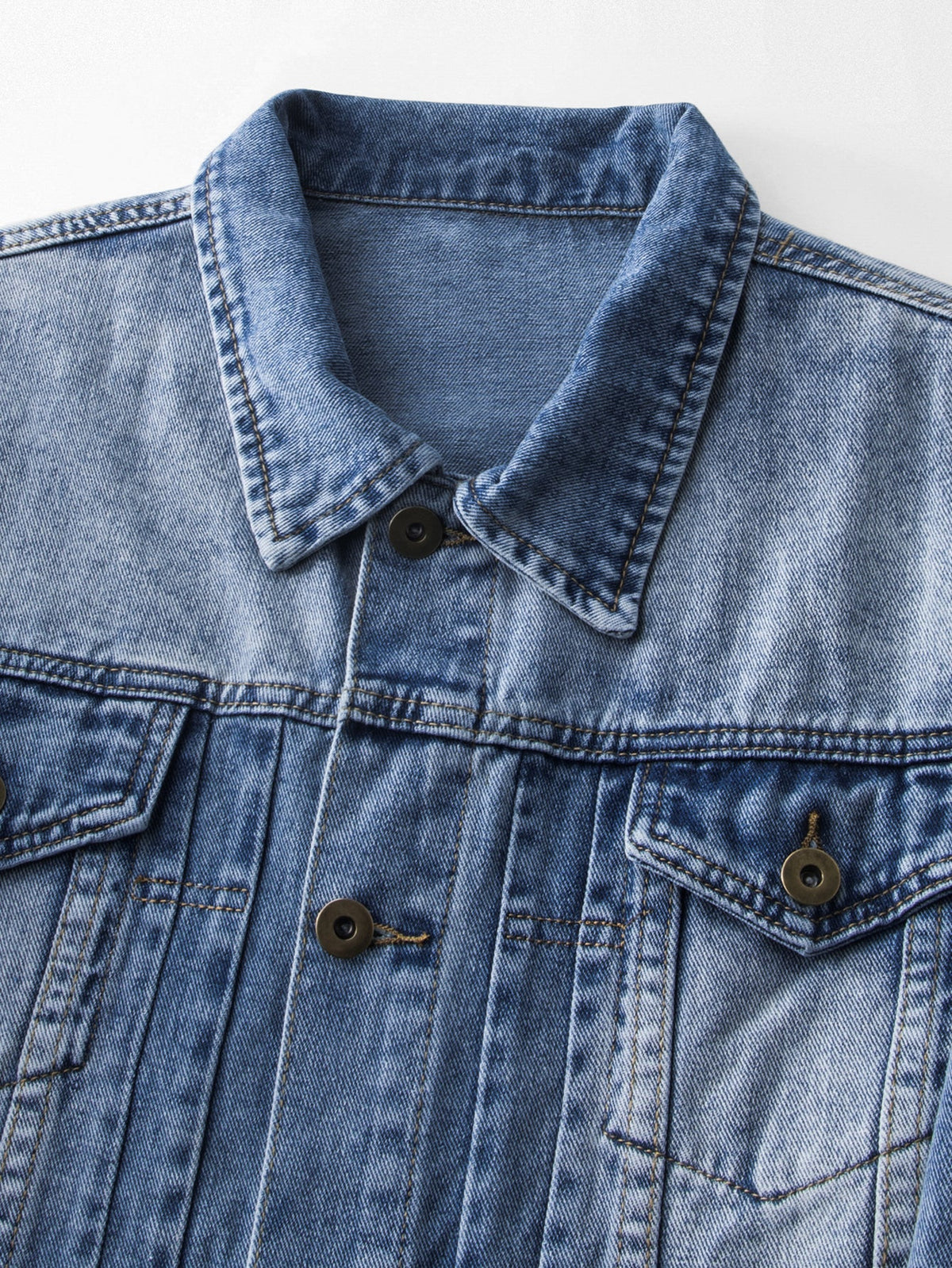 Men's Vintage Washed Denim Jacket – Classic Cotton Button-Up Outerwear with Chest Pockets and Casual Workwear Styling for Spring and Autumn