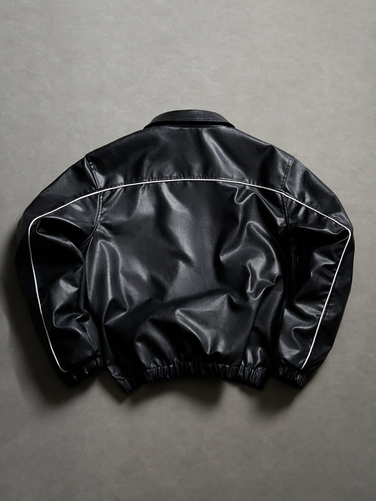 Bomberjacke aus Kunstleder im Vintage-Stil für Herren – bedruckte Jacke mit Reißverschluss und Kragen für lässige Streetwear