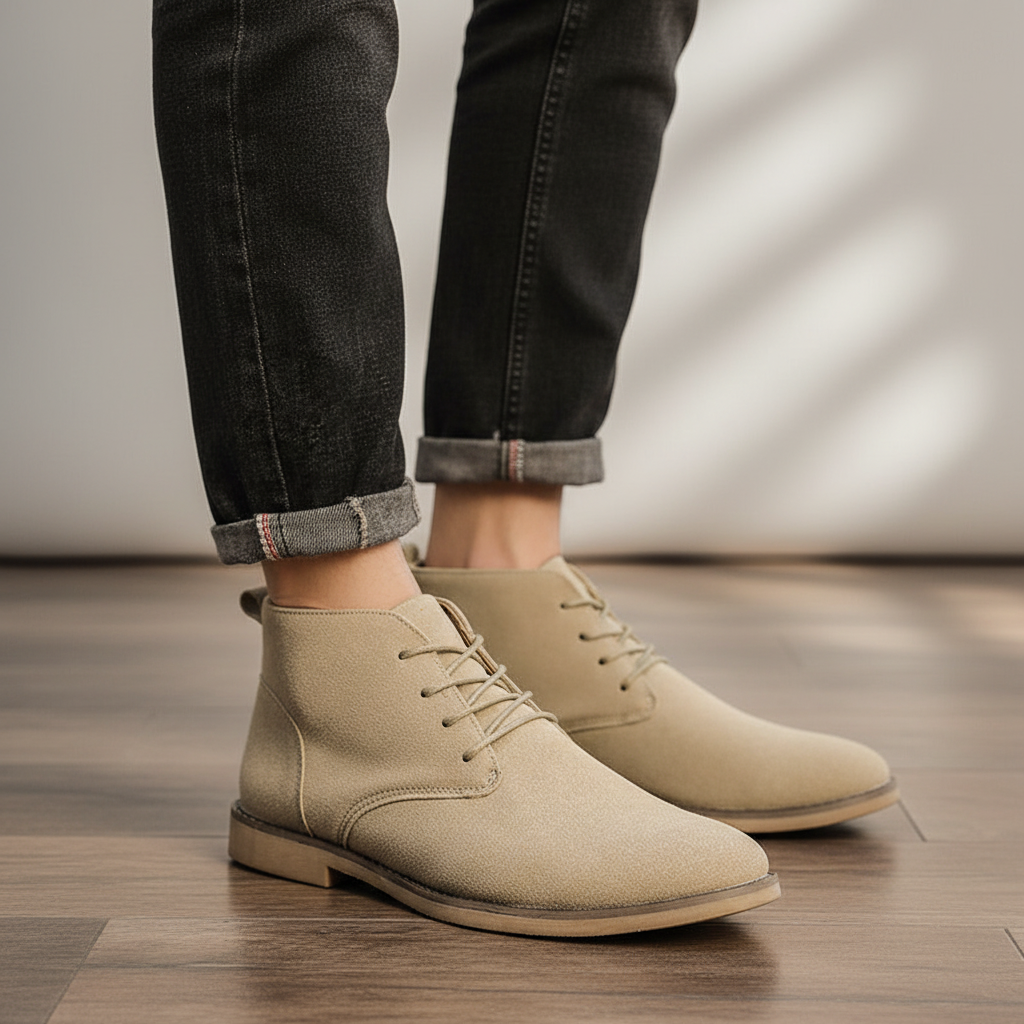 Herre PU Nubuck Chukka-støvler – Smart snørestøvler til daglig brug