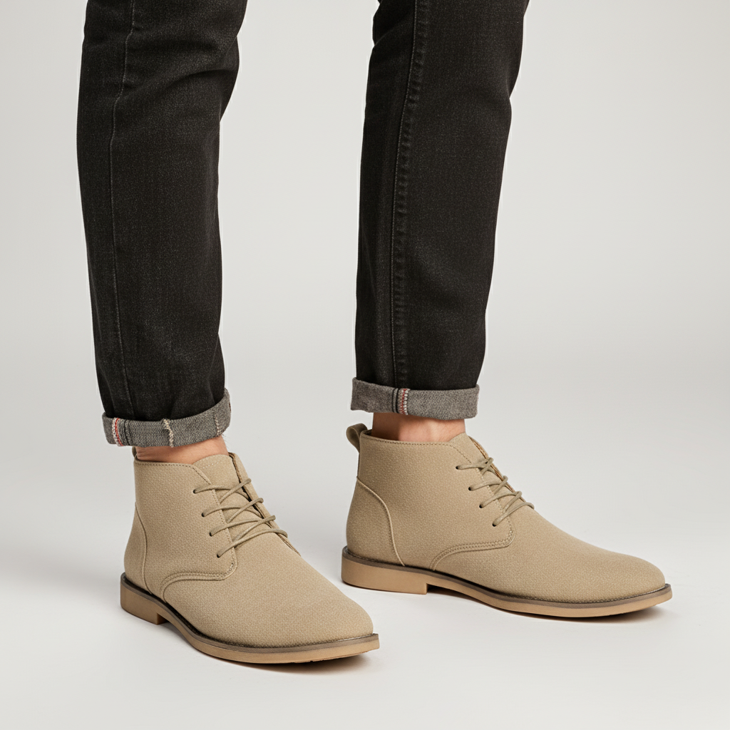 Herre PU Nubuck Chukka-støvler – Smart snørestøvler til daglig brug