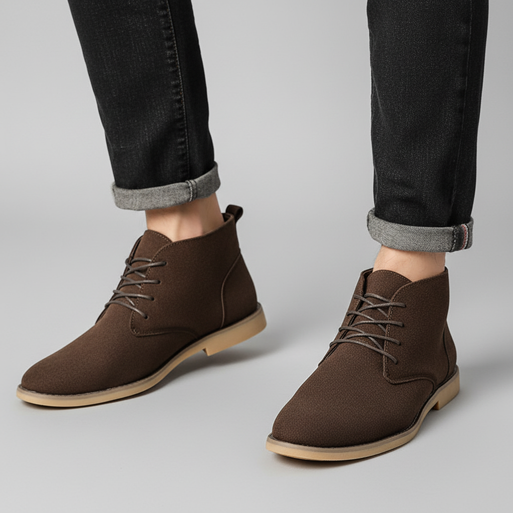 Herre PU Nubuck Chukka-støvler – Smart snørestøvler til daglig brug