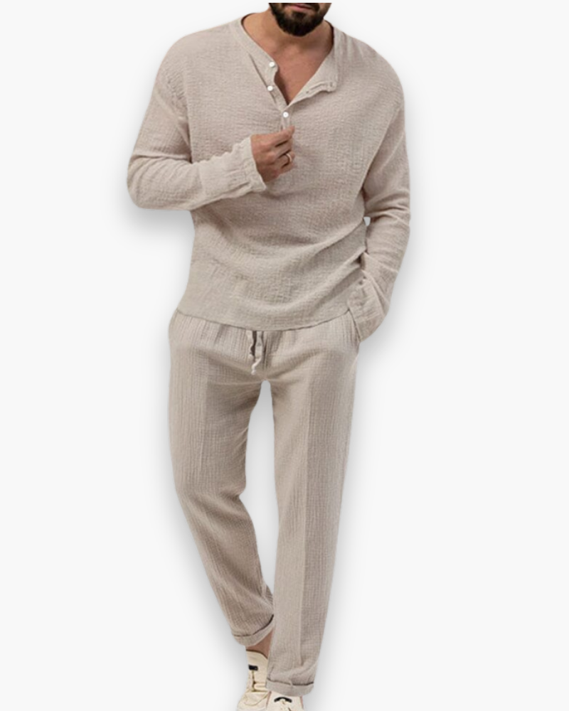 Completo Uomo Smart Casual Due Pezzi Leggero e Traspirante Top e Pantaloni Estivi Comodi