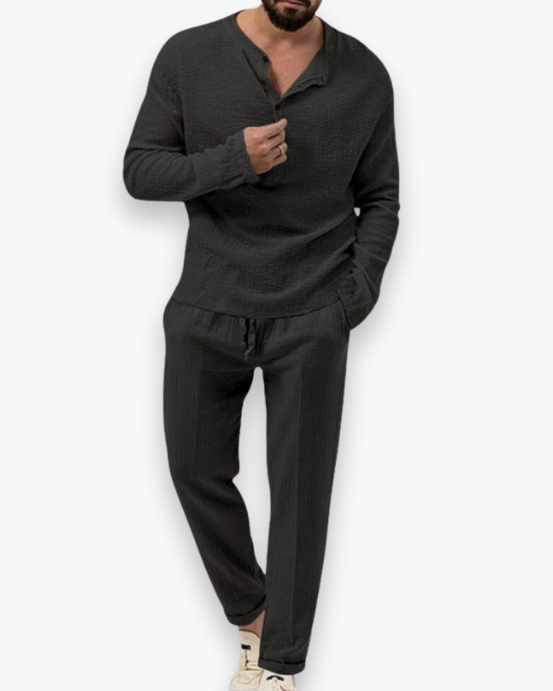 Completo Uomo Smart Casual Due Pezzi Leggero e Traspirante Top e Pantaloni Estivi Comodi
