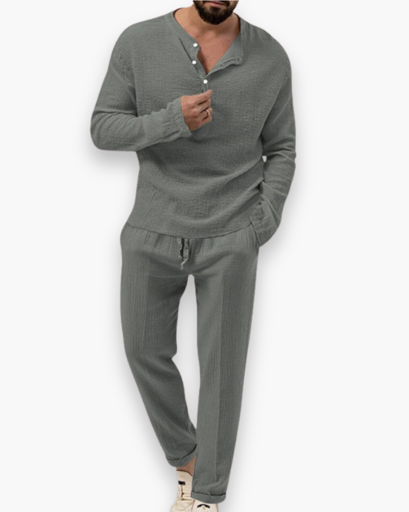 Completo Uomo Smart Casual Due Pezzi Leggero e Traspirante Top e Pantaloni Estivi Comodi