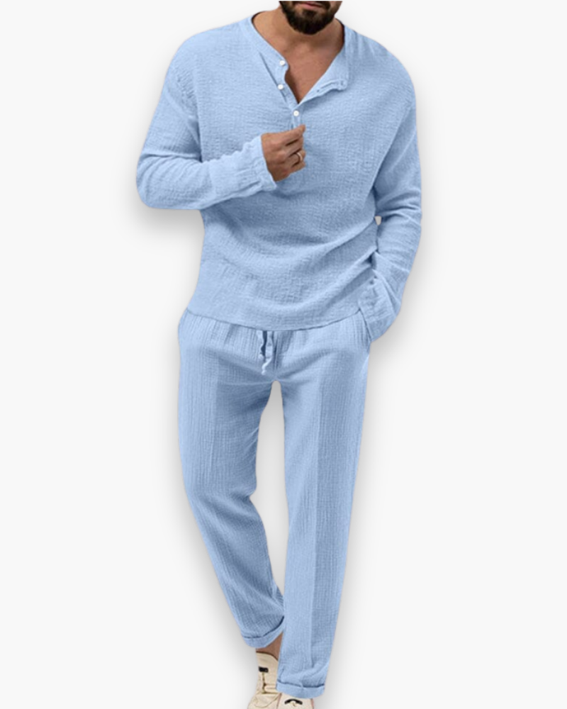 Completo Uomo Smart Casual Due Pezzi Leggero e Traspirante Top e Pantaloni Estivi Comodi